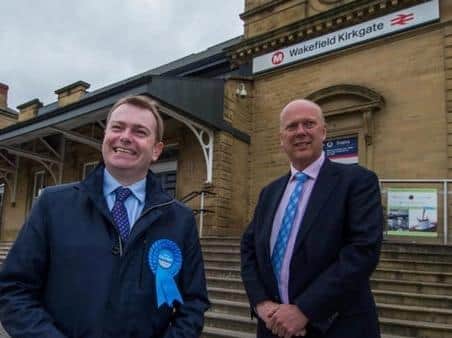Mr Calvert on the campaign trail with then Cabinet minister Chris Grayling, at Wakefield Kirkgate Station, before the 2017 General Election