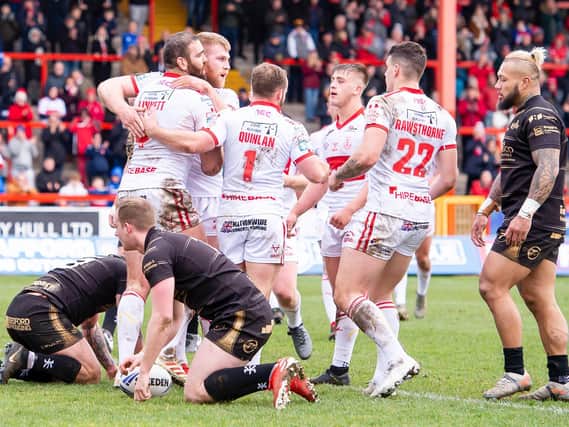 Hull KR in action against Leigh Centurions this season. (SWPIX)