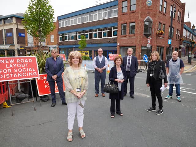 Wakefield Council leader Denise Jeffery with business owners on Northgate