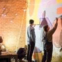 Jenna Coulthard Mural painting at Crux September 2017 Artwalk, Wakefield.