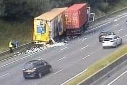 Two lorries crashed on the M62.
