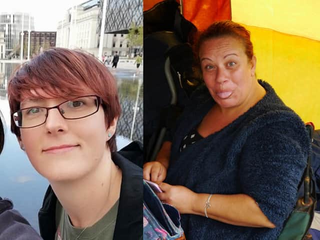 (Left) Sarah's efforts are in honour of her sister-in-law, Louise (right), who suffered a serious stroke on May 22, just a few weeks into lockdown