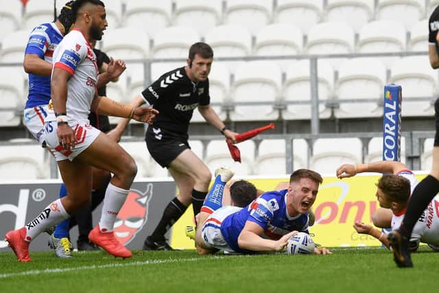 Youngster Jack Croft scored on his Trinity debut against St Helens last year. Picture by Jonathan Gawthorpe.