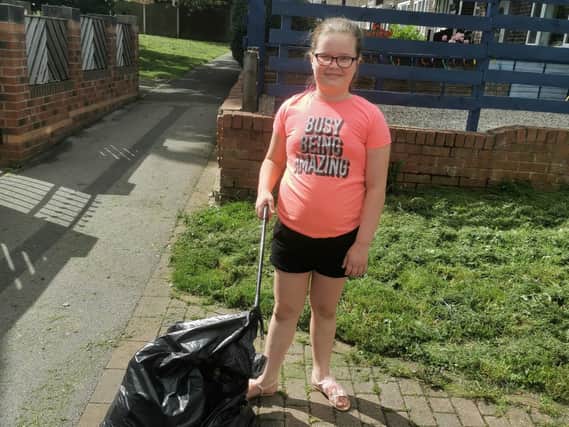 Mia Wileman-Ashby, 10, of Hornbeam Green in Pontefract, noticed littering becoming a problem around the green areas near her family's home