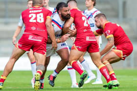 Wakefield Trinity v Catalans Dragons - David Fifita takes a carry. Picture: Bruce Rollinson.