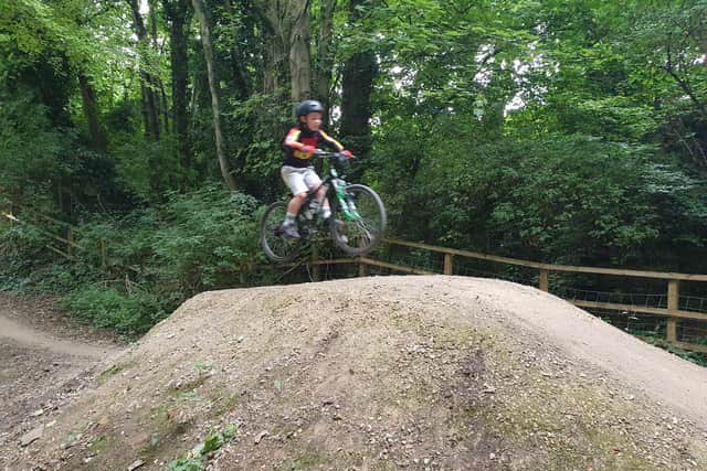 To honour little Leo’s efforts, dad Jim took him to a bike park to celebrate with some tricks and jumps
