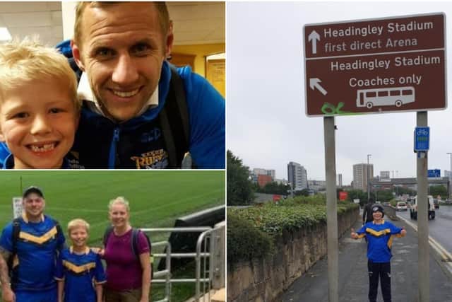 It was a very long Sunday stroll for Pontefract schoolboy Brody Dunning yesterday as he took on his second challenge to raise funds for his Leeds Rhinos' hero, Rob Burrow.