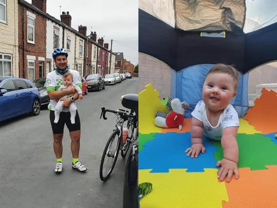 A devoted father from Featherstone rode 100 miles to raise money for a charity that helps to support his son's condition