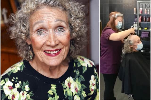 An Ossett pensioner who 'defied death' in a car crash almost 40 years ago has shaved her head to raise money for charity.