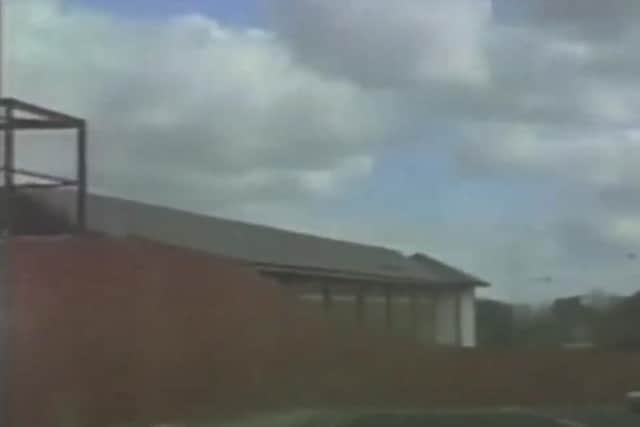 Dashboard camera footage from a drive by Pontefract Morrisons construction site on April 8, 1990, courtesy of 251hanomag on YouTube