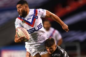 Double trouble: Wakefield's strong-running forward Kelepi Tanginoa scored two tries against Hull.
 Picture: Jonathan Gawthorpe