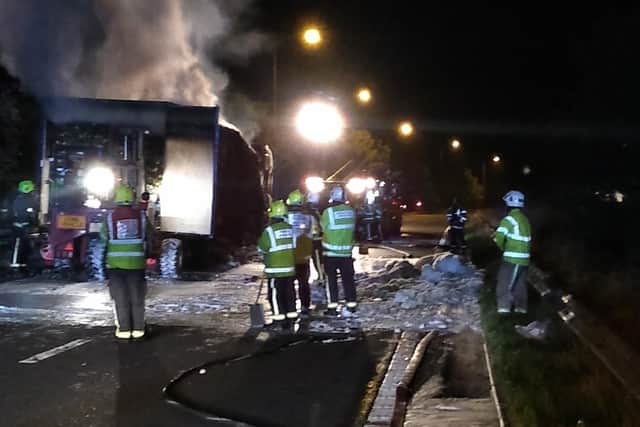 Fire crews from West and South Yorkshire were at the scene. Photo: Highways England