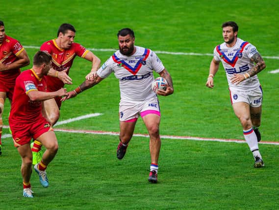 Picture by Alex Whitehead/SWpix.com - 15/08/2020 - Rugby League - Betfred Super League - Wakefield Trinity v Catalans Dragons - Totally Wicked Stadium, St Helens, England - Wakefield’s David Fifita