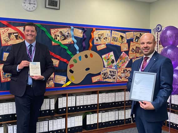 Martyn Oliver, CEO of Outwood Grange Academies Trust, and Lee Wilson, Outwood Primary Chief Executive, celebrate their win.