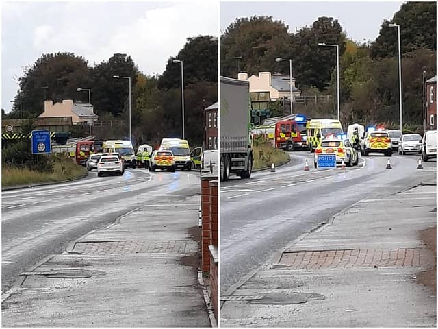A man has been taken to hospital with serious injuries after a collision on a major Wakefield road. Photos: Emma Humphreys