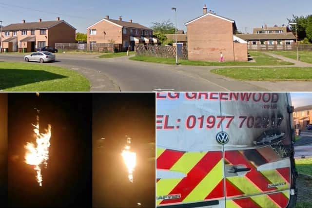 The van was set alight early on Sunday morning on Verner Street in Featherstone.