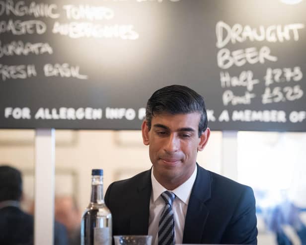 Chancellor of the Exchequer Rishi Sunak hosting a roundtable for business representatives at Franco Manca in Waterloo, London. Photo: PA