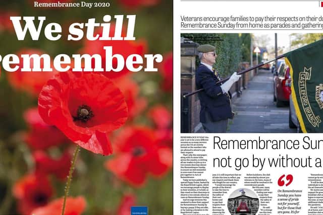 Your Express has also produced a special Poppy Poster, backed by the Royal British Legion, which we encourage people to display in their windows to observe the two minute silence on Sunday.