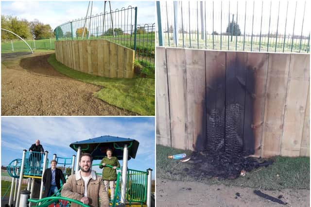 A popular Wakefield play area has been damaged by fire less than a week after it reopened following an £80,000 revamp.