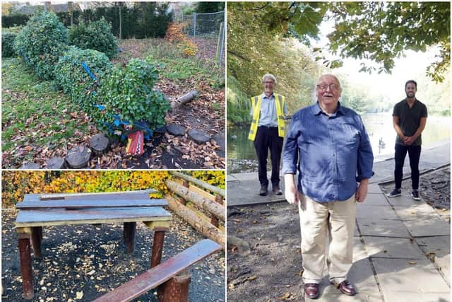 Volunteers at Thornes Park discovered that vandals had targeted the park’s Secret Garden, pulling up benches, pushing over fences and destroying bird boxes.