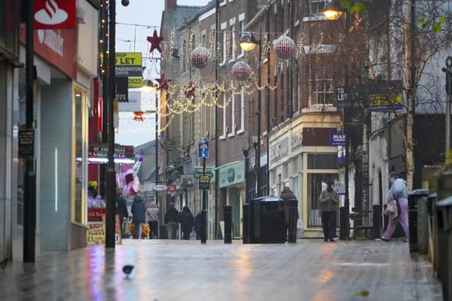 City centre streets in Wakefield are all but deserted on what should be one of the busiest Saturdays of the year in the run up to Christmas. Picture Scott Merrylees