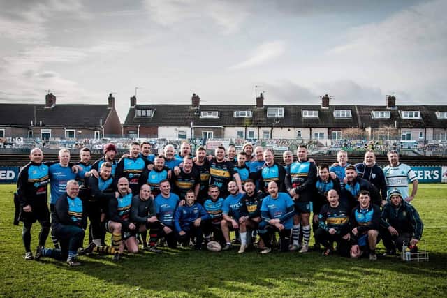 Ackworth Jaguars are pictured with Rob Burrow