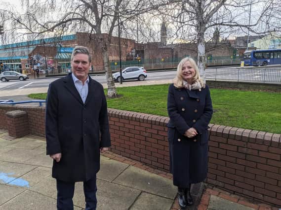 Labour leader Sir Keir Starmer with the party's West Yorkshire mayoral candidate Tracy Brabin on Thursday.
