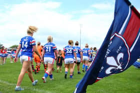 Picture by Ash Allen/SWpix.com - 07/07/2019 - Rugby League - Coral Women's Challenge Cup Semi Final - Wakefield Trinity v Castleford Tigers - The Mobile Rocket Stadium, Wakefield, England - Players walk out.