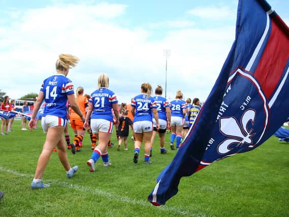 Picture by Ash Allen/SWpix.com - 07/07/2019 - Rugby League - Coral Women's Challenge Cup Semi Final - Wakefield Trinity v Castleford Tigers - The Mobile Rocket Stadium, Wakefield, England - Players walk out.
