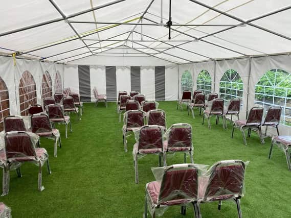 Howarth Funeral Services said thieves had stolen twelve metres of the grass from inside a marquee which has been used to facilitate socially-distanced funerals during the pandemic.