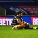 A dejected Konrad Hurrell after Leeds Rhinos' play-offs defeat by Catalans on November 13. He and his teammates will have to wait until late March to get back on the field. Picture by Jonathan Gawthorpe.