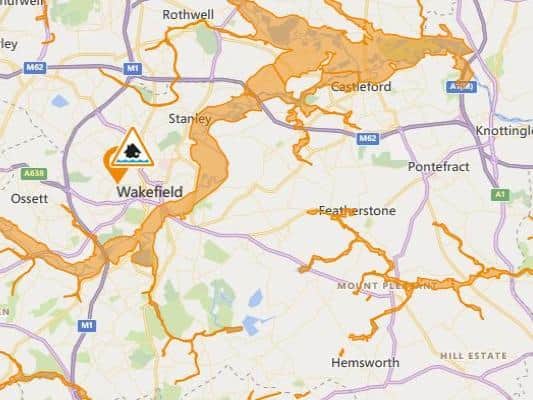 Areas of Wakefield, Pontefract and Castleford are now subject to flood alerts issued by the Environment Agency, meaning that flooding is possible within the next few days. Photo: Environment Agency