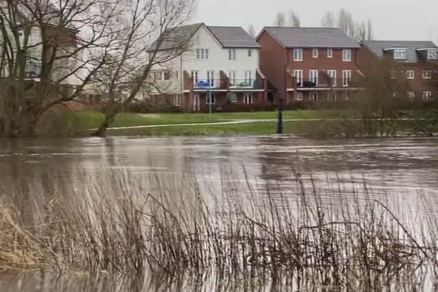 The video, captured by Luke Andrew from Willow Grove Farm, shows high water levels at River Calder.