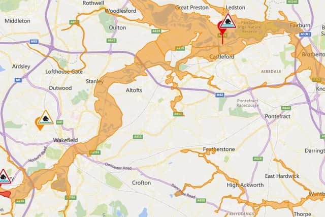 A number of flood alerts and more severe flood warnings have been issued for Wakefield and the Five Towns, with nearby residents urged to pack a bag of essentials and keep a close eye on relevant warnings. Photo: Gov.uk