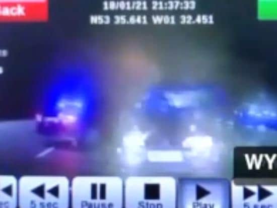 This is the shocking moment a police officer stopped a car driving the wrong way along the M1 motorway - by hitting it head on. (WYRoadsUnit)