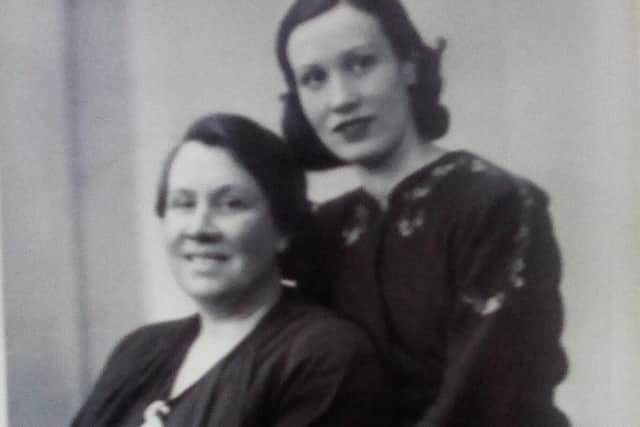 Bessie and her mother Annie - this photograph was taken to be sent to her brothers who were fighting in the war