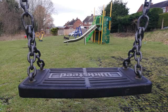 The swings at the park behind Vale Walk where the teenager was shot.