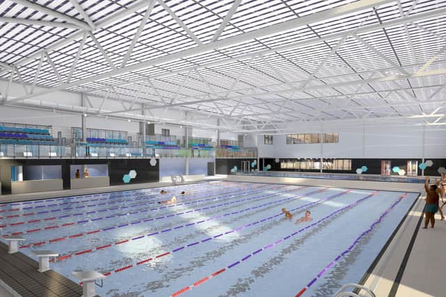 The complex will feature a 12-lane swimming pool