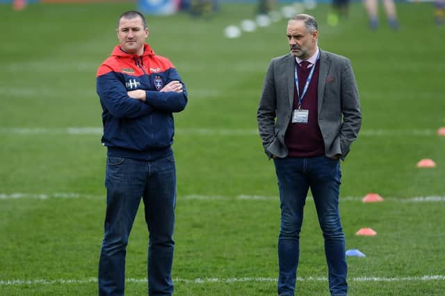 OPTIMISTIC: Wakefield chief executive Michael Carter (right) feels that Chris Chester’s side are in a much better position than they were eight to nine months ago.