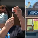 Staff at a Wakefield funeral home have thanked NHS staff who helped them organise their Covid vaccinations,and urged all members of the district's BAME communities to get vaccinated. Photos: OLI SCARFF/AFP via Getty Images, Sajid Hussain