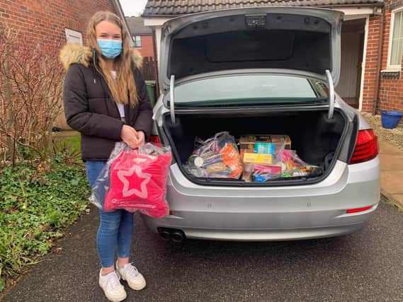 Megan has been delivering food parcels to families throughout lockdown.