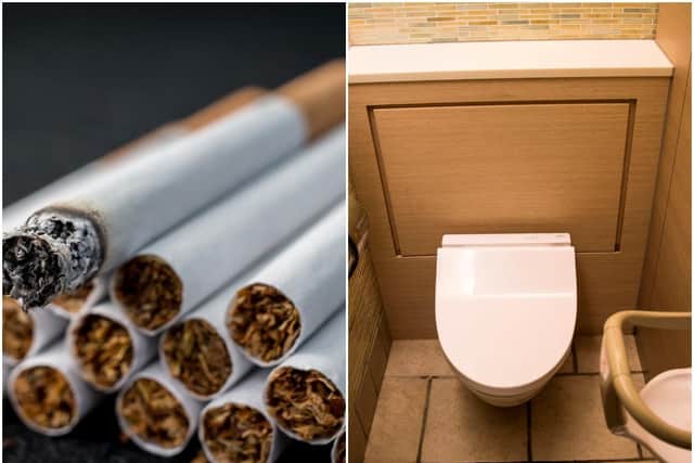 Flushed out: Nearly 3,000 cigarettes were found in the stash.