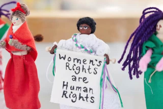 The display at Wakefield Library commemorates The Great Pilgrimage of 1913, which saw more than 10,000 women march through Wakefield city centre demanding the right to vote. Photo: Wakefield Council