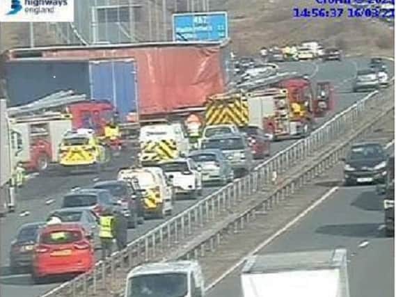 Pictures of the crash on the M62 (Highways England)