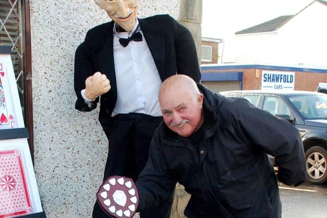 Ivor with his Bruce Forsyth scarecrow