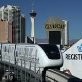 A monorail system in Las Vegas