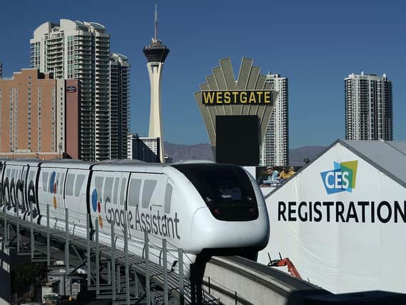 A monorail system in Las Vegas