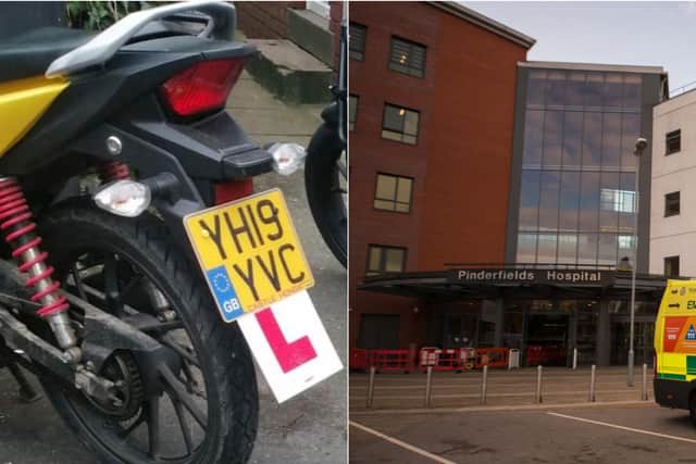 The motorbike which was stolen from Pinderfields Hospital