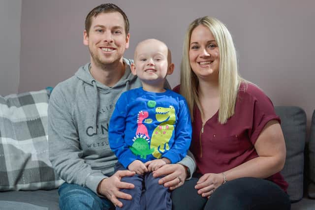 The family of Oliver Stephenson, five, say they fell like they have 'won the lottery' as the youngster can now start pioneering £210,000 treatment to prevent it from returning. (SWNS)