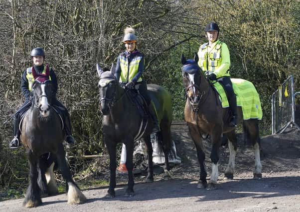 Frustrated: Tina Bell,Sue Dickey and Jane Wilkinson are unhappy that the bridleway remains shut.